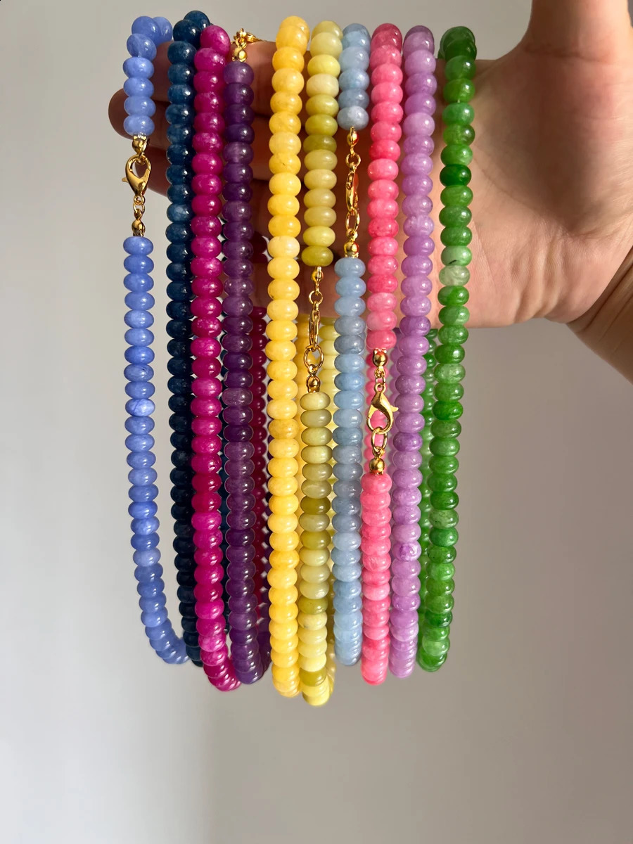 Colorful semi stone necklace 5 * 8mm natural stone bead necklace fashionable handmade jewelry 241210