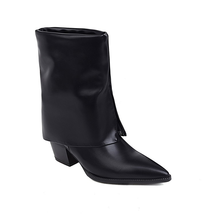 2024 New Design Knee-High for Women High Slip on Autumn Winter Pole Dance Shoes Chunky Heel Pointed Toe Fashion Boots
