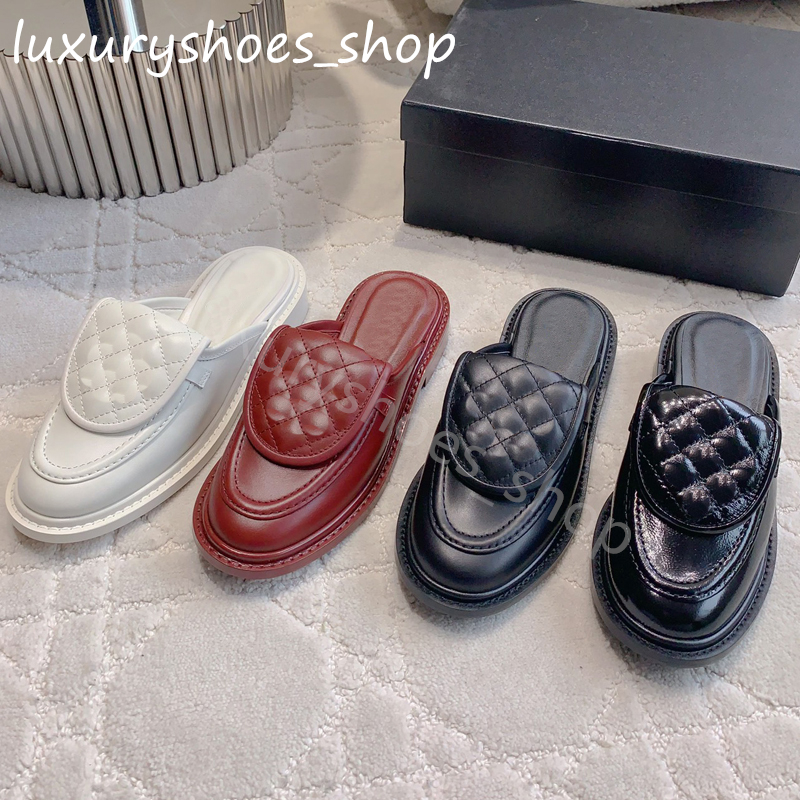 Slippers Turn lock diamond quilted Loafers Slippers 100% real leather Women Loafers top quality Moccasin Flat Shoes Lambskin Quilted With Gold Hardware Designer