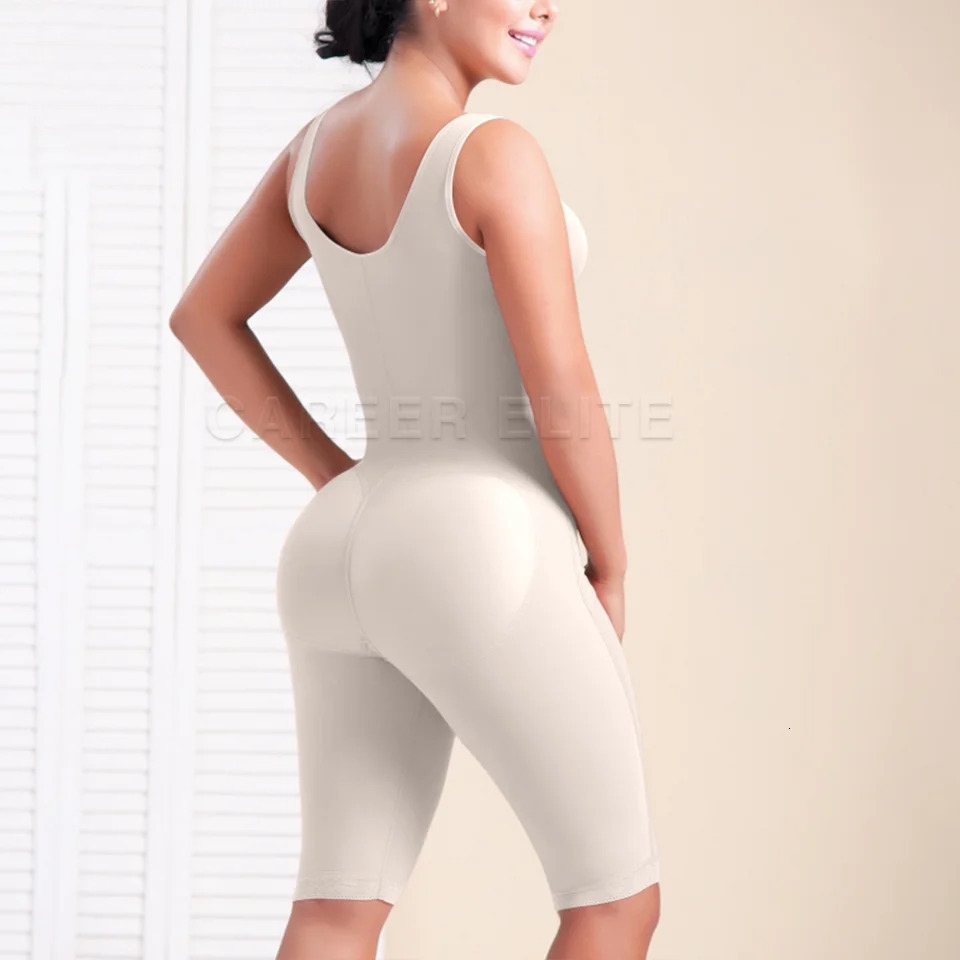 Colombian Shapewear Reducing and Shapers Abdominal Control Sleeveless knee Length Shorts Girdles for Women Slimming Butt Lifter 241211