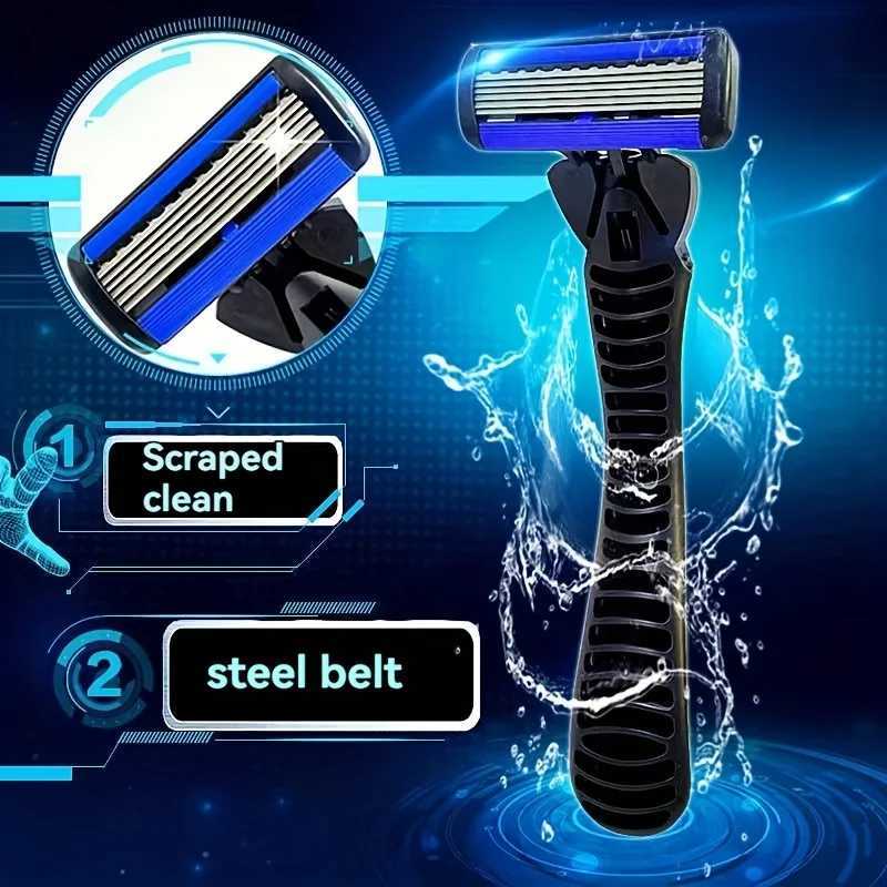 6-layer razor blades mens stainless steel blades classic washed razor blades sharp blades for cleaning shapes W241211