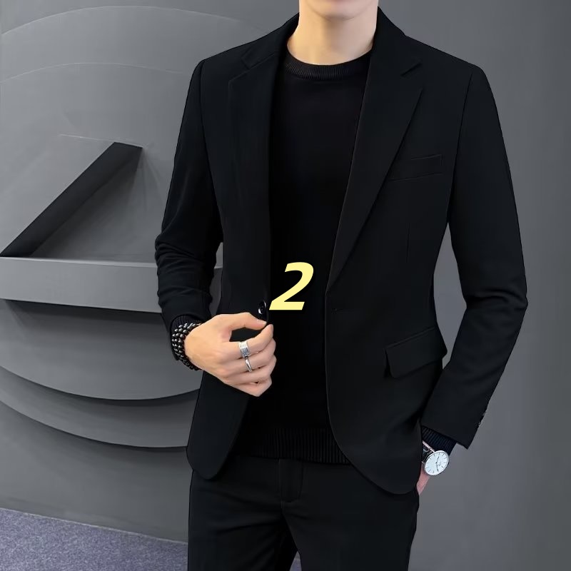 k1294 Men's Slim Single-Breasted Suit with Stand Collar Embroidery for Weddings
