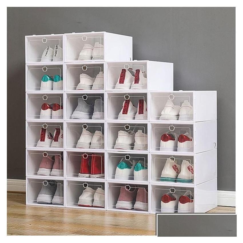 & Transparent Shoe Box Shoes Rack Organizers Thickened Foldable Dustproof Stackable Combined Cabinet Sale De D Zi Delivery Garden Hou Otc5T