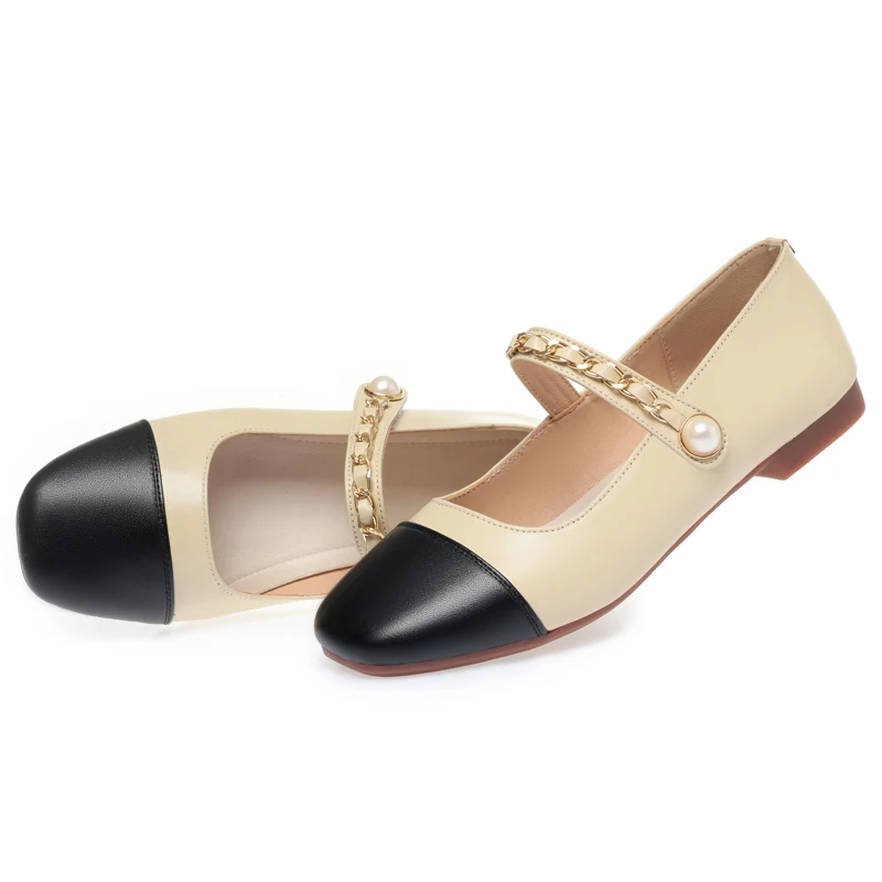AIYUQI Mary Jane Shoes Woman Spring Genuine Leather Loafers Women Non Slip Soft Soled Beanie Shoes Ladies
