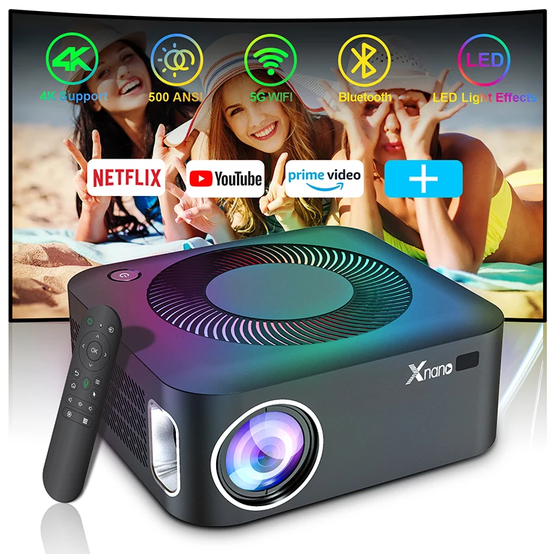 Xnano X5 Mini Projector, 1080P Full HD Support 4K, Android 11.0 with WiFi & Bluetooth 5.0, Home Theater Video Projector for Movies and Gaming, Low Noi