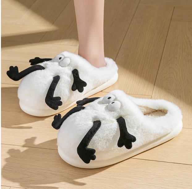 Winter woolen slippers woman Winter woolen flat bottomed womens shoes, man fashionable and warm mens slippers size 34-41-46 with box Color blocked man
