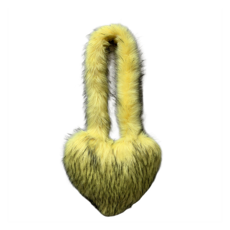 2025 new New Crossbody Love Imitation Raccoon Fur Grass Plush Large Capacity Shell Bag Personalized