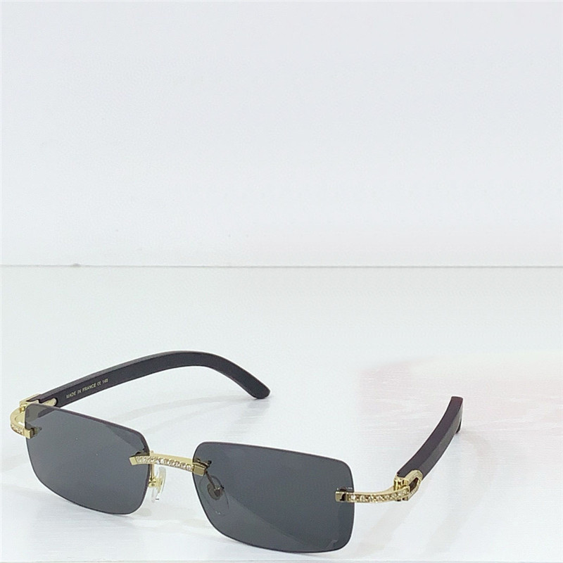 New fashion design square sunglasses 0015S rimless frame with dia decoration wooden temples simple and versatile style outdoor UV400 protection glasse