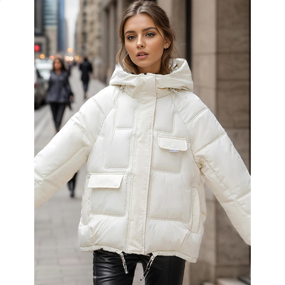 Mia Muse WomenS Down Jacket Winter Simple Long Sleeve Round-Neck Casual Warm Thick Down Jacket 241210