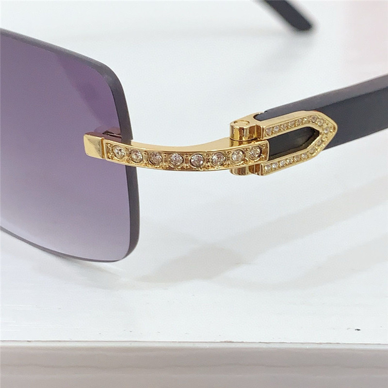 New fashion design square sunglasses 0015S rimless frame with dia decoration wooden temples simple and versatile style outdoor UV400 protection glasse