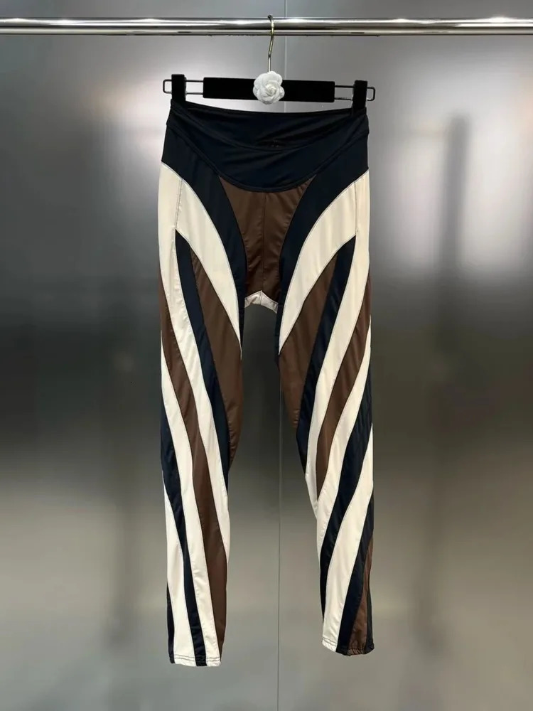 DEAT Autumn Fashion Contrast Color Patch Work n Womens High Elasticity Waist Long Legs Womens Casual 11X5075 241211