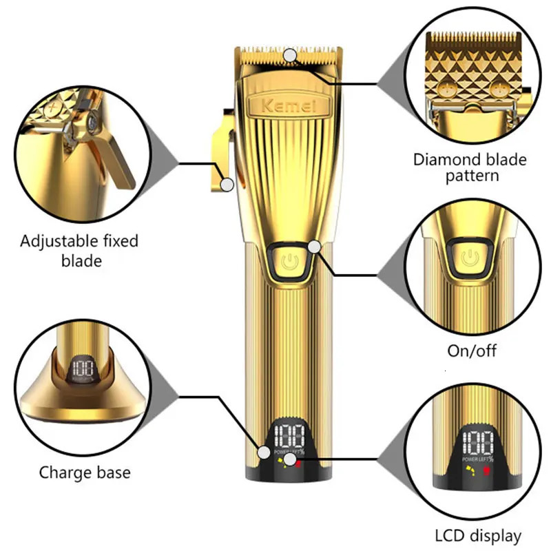 Kemei Professional Hair Trimmer For Men Electric Shaver Beard Hair Clipper Rechargeable Haircut Machine For Barber Salon Home 241211 S2562