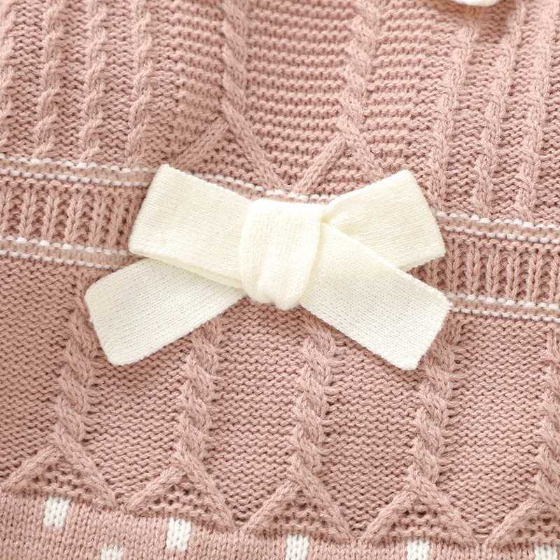 Baby Hoodie Set Knitted Baby Boy Hoodie Long Sleeve Cute Bow Preschool Clothing 2PC Set 0-9M Playsuit Warm Autumn M241211