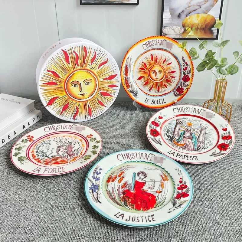 Creative Ceramic Steak Plate 4pcs Set Combination Household Hand-painted Western Food Plate Salad Plate Ceramic TablewareXJ241209