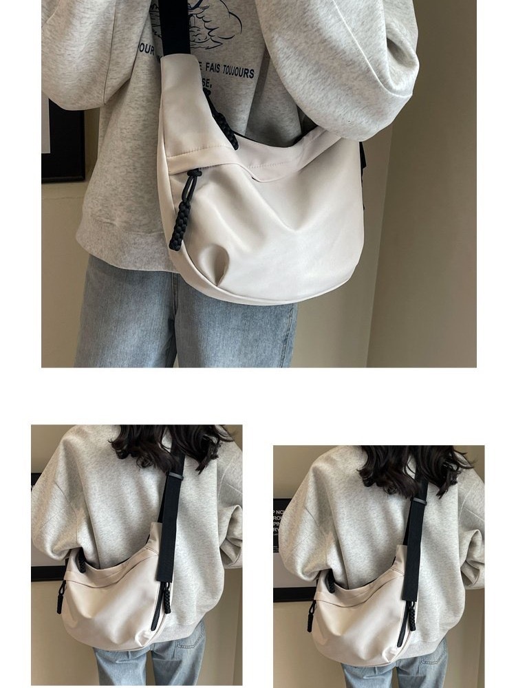 Literary nylon dumpg with large capacity, new fashionable commuting crossbody bag, trendy solid New color shoulder bag