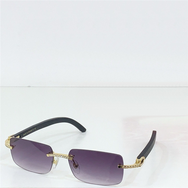 New fashion design square sunglasses 0015S rimless frame with dia decoration wooden temples simple and versatile style outdoor UV400 protection glasse