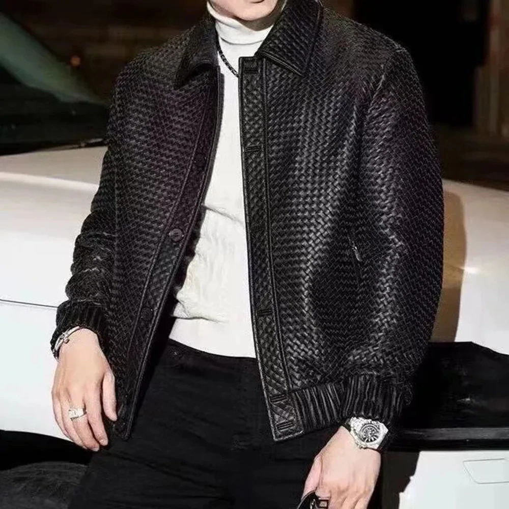 Mens Business Leather Jacket Autumn Fashion Trend High Quality Black Light Casual Loose Y2k Mens Jacket 241210