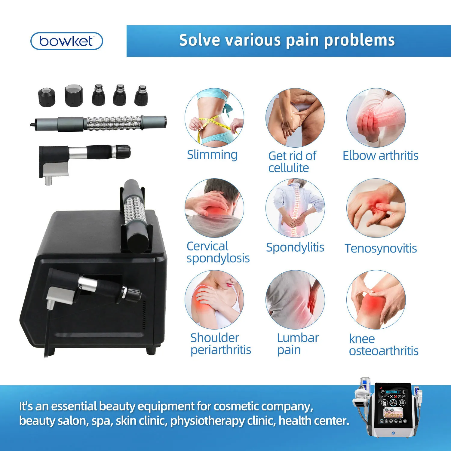 Top Fashion ED Shockwave Effective Inner Ball Roller Cellulite Pain Management Therapy Machine Portable Slimming Shaping