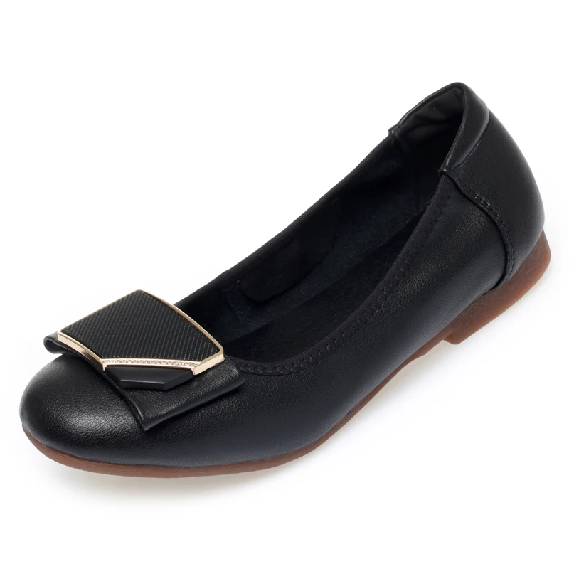 AIYUQI Women Beanie Shoes Spring Flat Women Casual Shoes Genuine Leather Large Size Soft-soled Mom Shoes