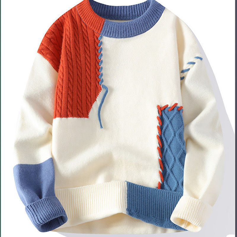 Chic Tide Fashion Retro-Inspired Sweater Matching Round Neck Knitted Top for Him & Her m043