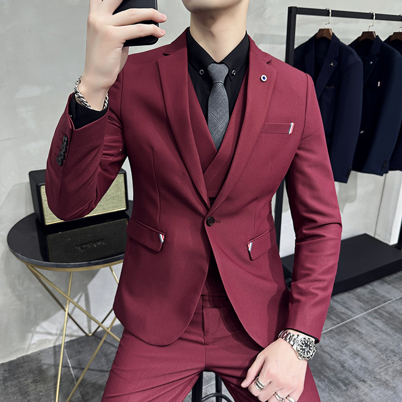 H312 Business suit men's Korean style slim fit solid color suit wedding suit