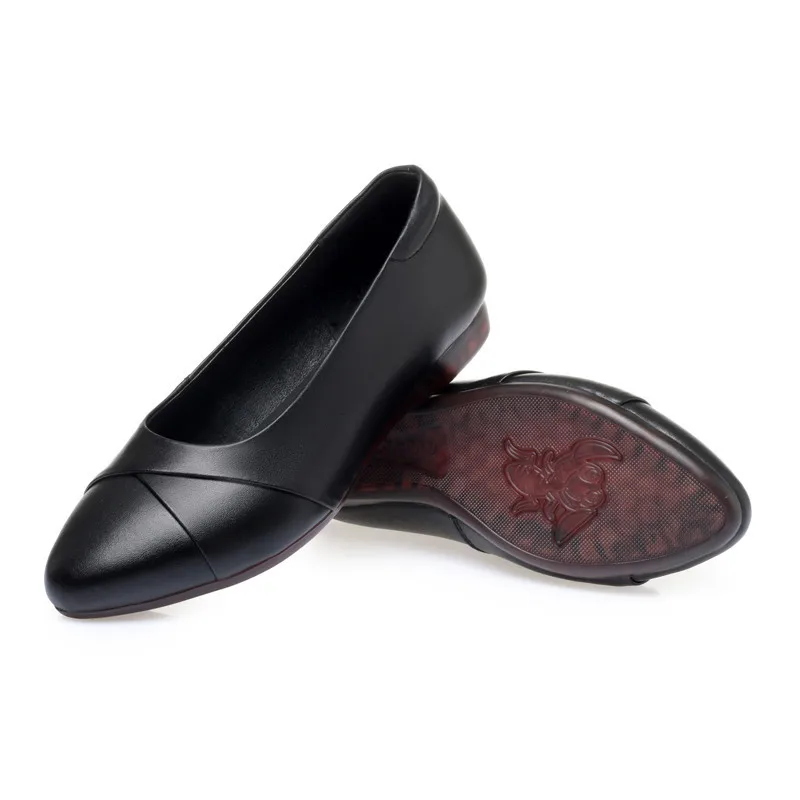 AIYUQI Women Loafer Casual Spring Genuine Leather Casual Mother Shoes Comfortable Non-slip Large Size Ladies Flat Shoes