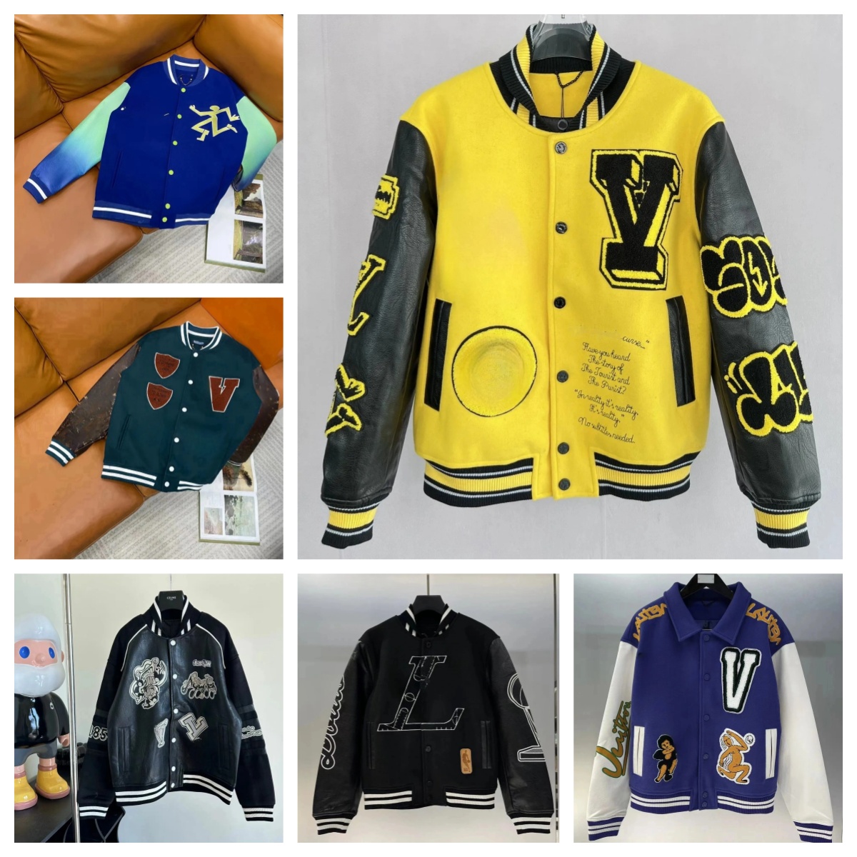 TOP Mens jackets designerBaseball Luxury Varsity flocking leather Jacket Leather Embroidered Reflective loose Coat Casual Plus Letter Windbreaker Outerwear a19