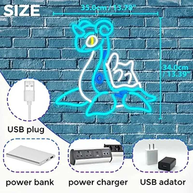 Interesting Anime LED Neon Sign Cartoon Game Neon Light Bedroom Dimmable Neon Wall Light Game Room Halloween Birthday Party Decoration X241210