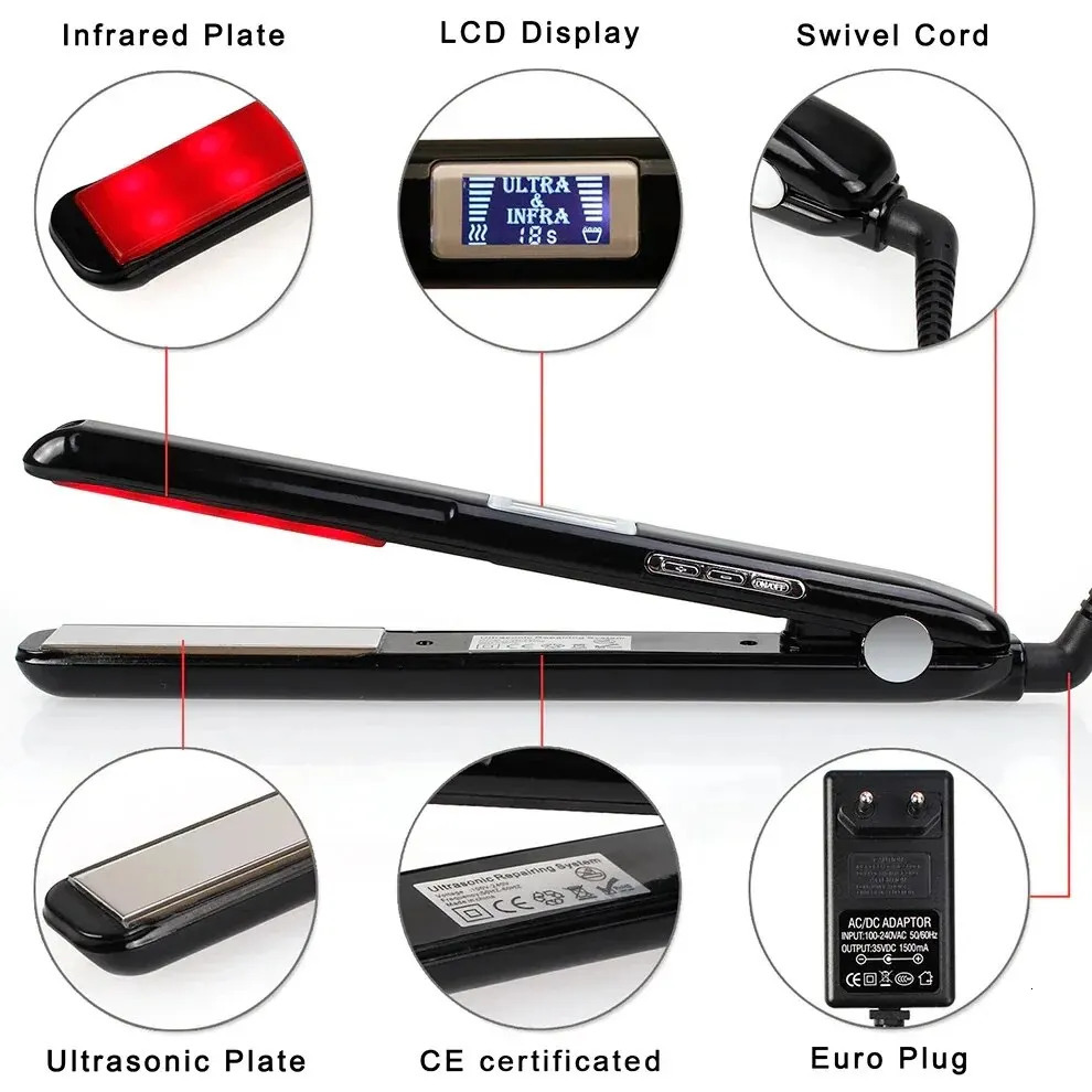 Hair Straightener Ultrasonic Infrared Cold Hair Care Iron Keratin Treatment for Frizzy Hair Recovers the Damaged Hair Flat Irons 241212