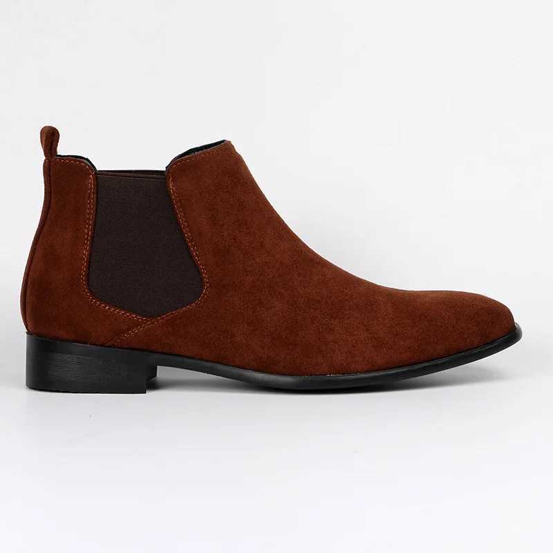 Mens frosted suede Chelsea Boots square toe mens autumn shoes with stylish mens ankle boots large size 48 D610XJ241212