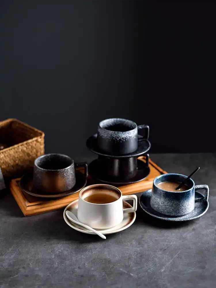 New retro style coffee cup tableware set premium light luxury cup plate set premium beauty Japanese milk cup high-end exquisite warm Y241211