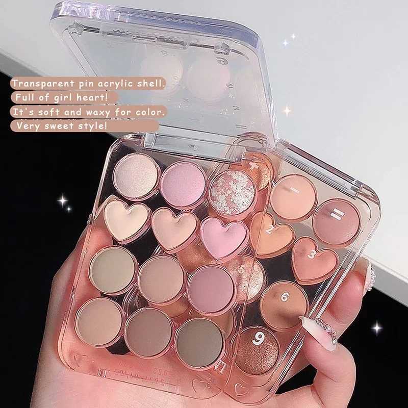 12 color love eye shadow palette natural cool color tone low saturation matte eye shadow tray pink brown makeup cosmeticsW241212
