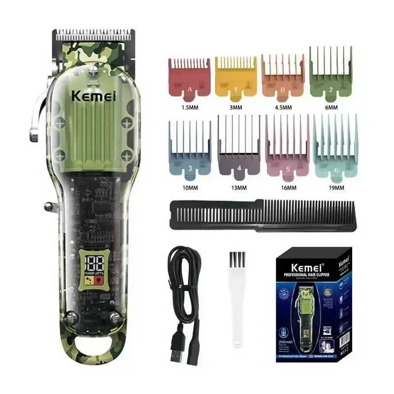 Kemei transparent body electric hair clipper kit KM-1928 KM-1926 rechargeable trimmer KM-TX7 waterproof mens shaver hair clipper W241212
