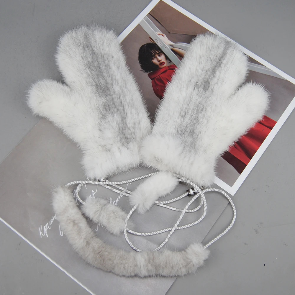 Womens 100% Genuine Knitted Mink Gloves for Winter Warmth Womens Genuine Mink Fashion Womens Gloves Handmade Knitted Fur Gloves 241212ww