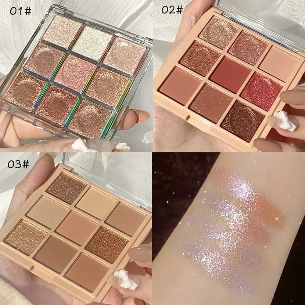9-color super nude matte eye shadow palette flash durable waterproof eye shadow tray flash eye shadow pigment makeupW241212