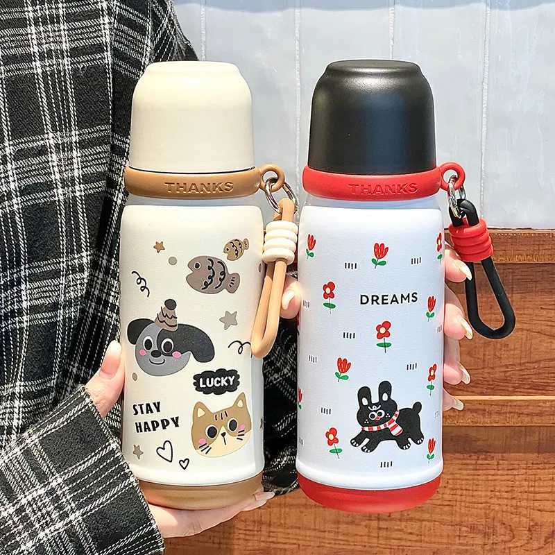 500ml vacuum film with cup stainless steel hot-dip galvanized water bottle with handle portable hot-dip galvanized Y241211
