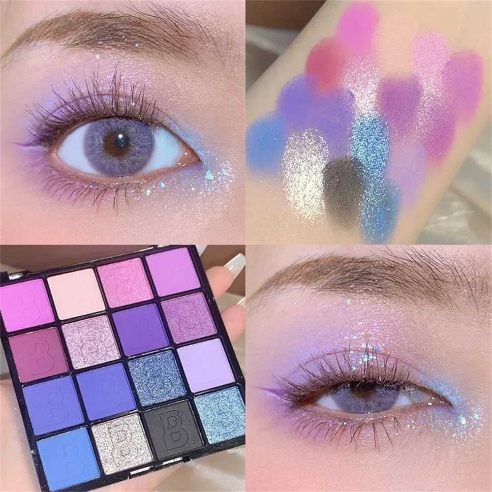 16 tone eye shadow shimmer pink violet green high pigment bright waterproof durable eye shadow cosmetics MakW241212