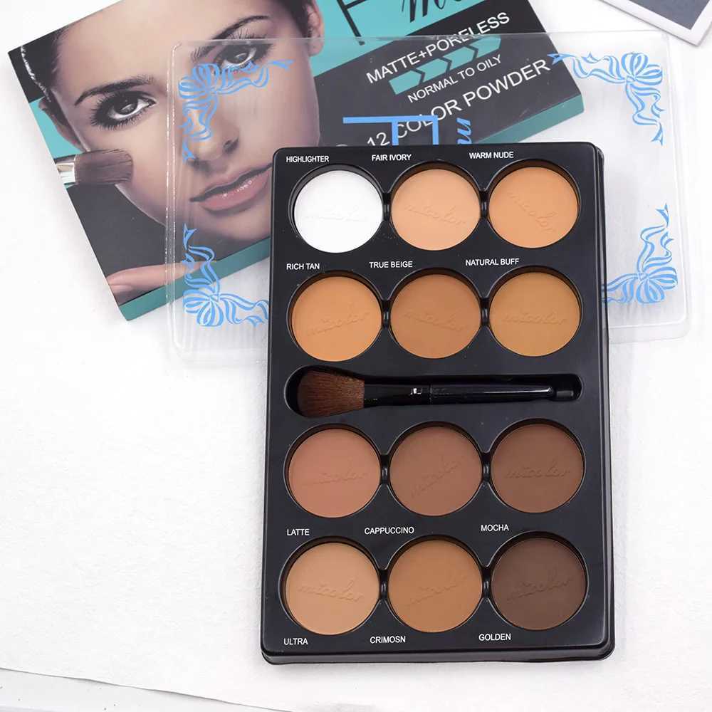 Coffee Color Contour Palette Makeup 12 Colors Long-Lasting Matte Eyeshadow Face Highlighters Make Up Contouring Powder CosmeticsW241212