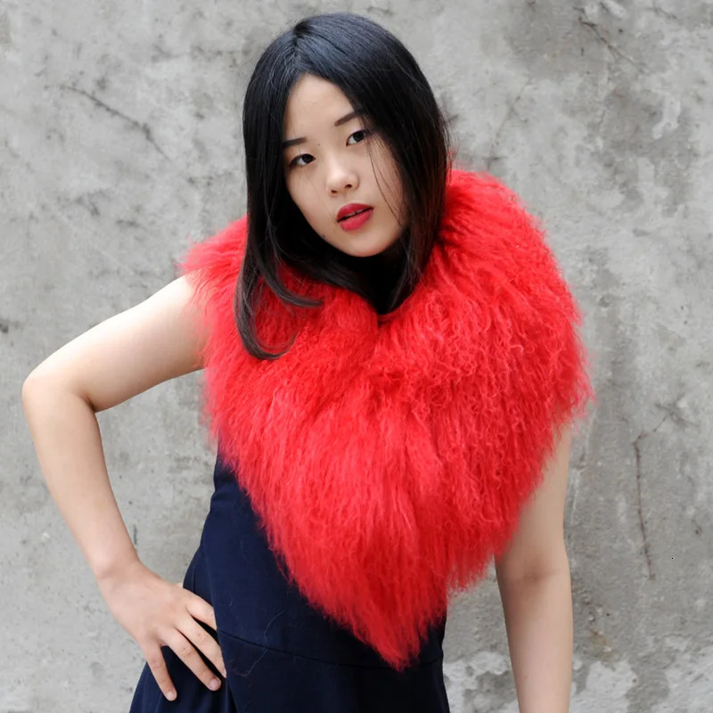 CX-A-52M leather scarf detachable Mongolian sheepskin necklace scarf 241211