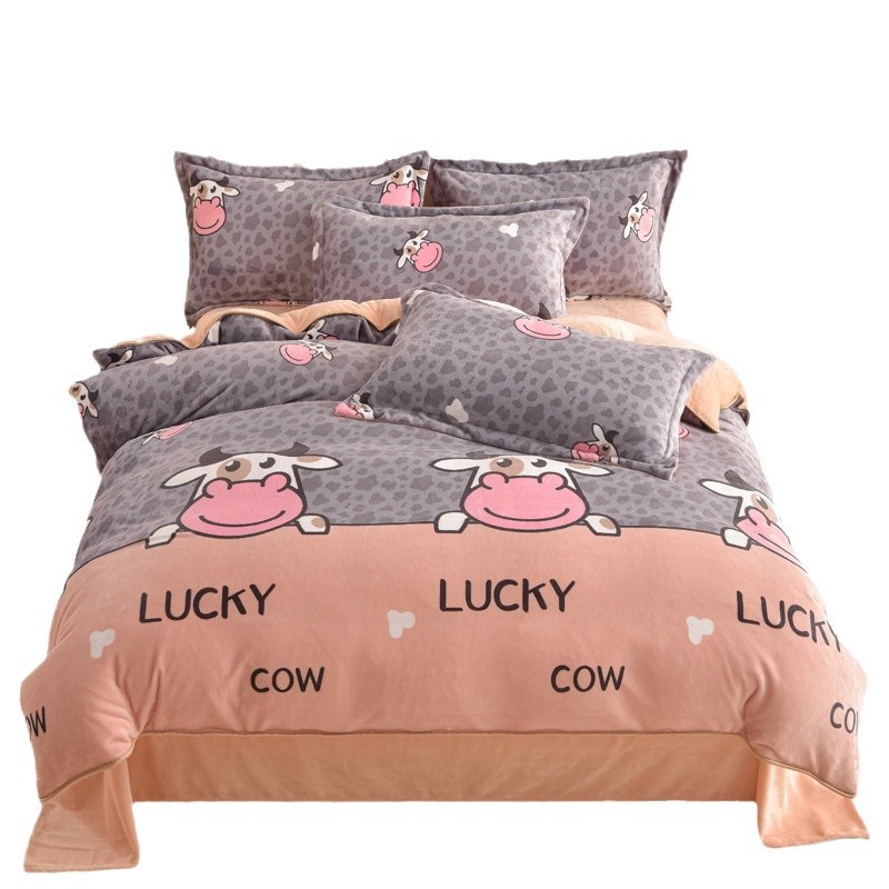 Winter Thickened Warm Milk Fleece Double-sided Coral Fleece Duvet Cover