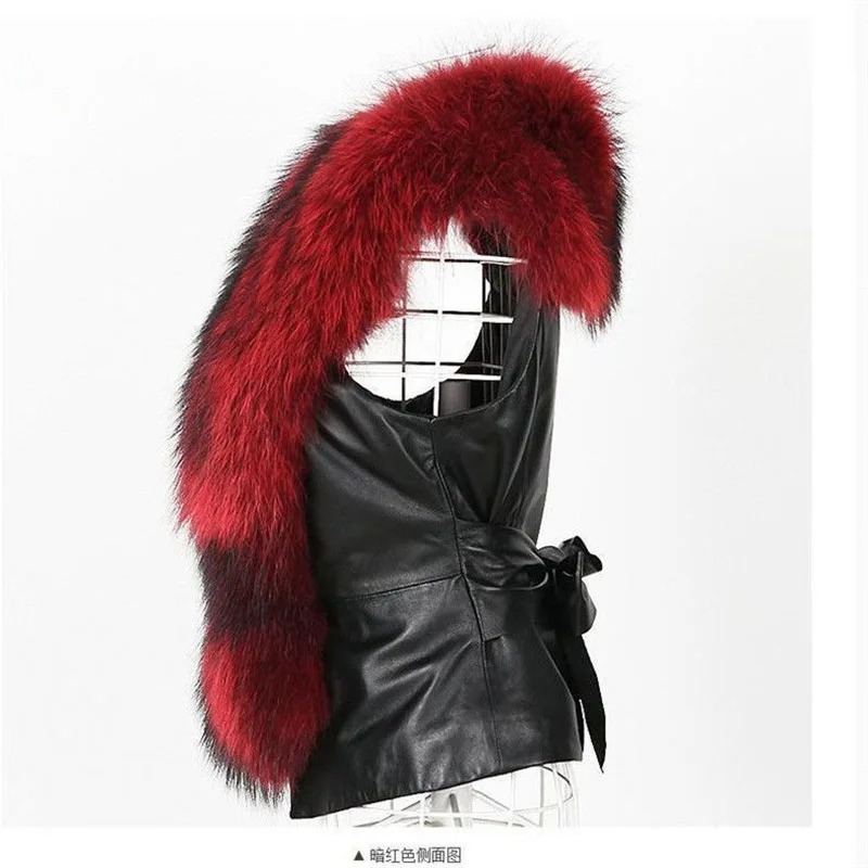 Female Splicing Together Waistcoat Top Coat Autumn Winter Ladies Leather Fur Sleeveless Jacket Women Large Size 5XL Vest Outwear 241211