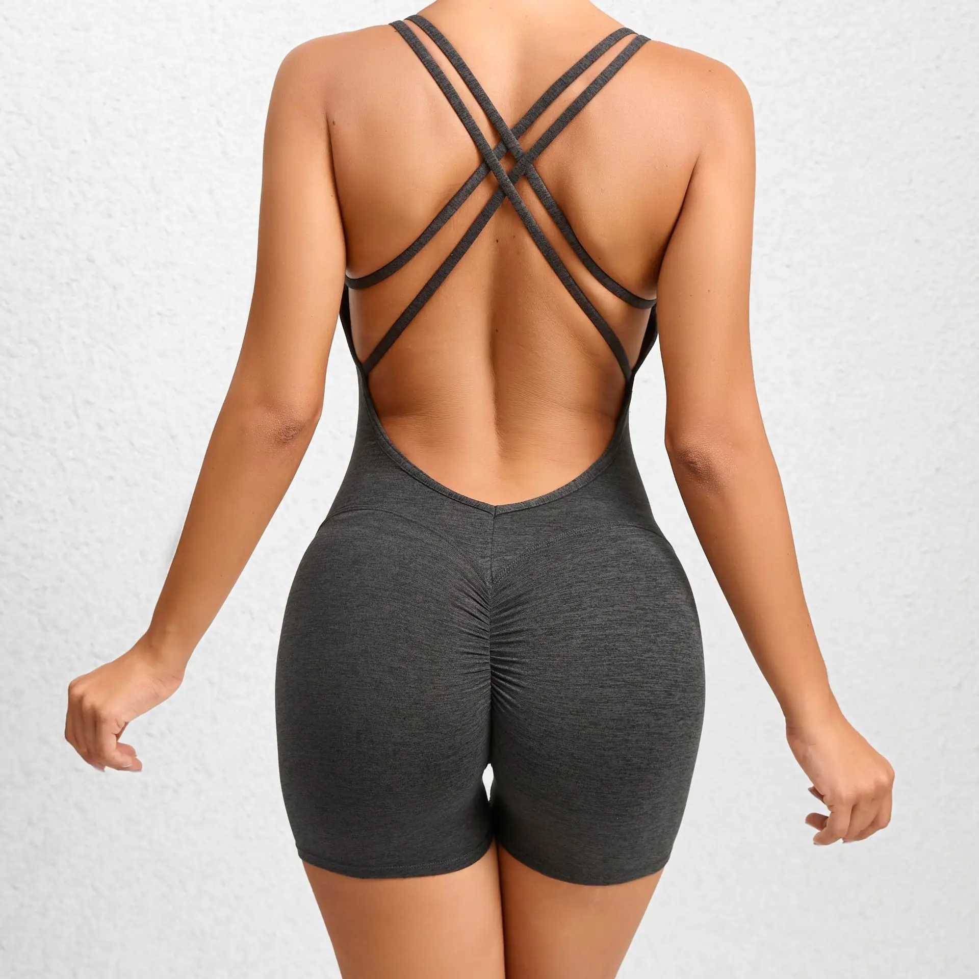 2024 One Pieces Fa Short Jumpsuit Playsuit Sexy Bodysuit Yoga Woman Shorts Fit Sports Workout Overalls Mono Streetwear W241212