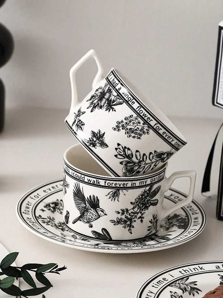 3-piece retro ceramic coffee set - perfect for cappuccinos latte etc. - premium discount gift box with g Saucer Y241211