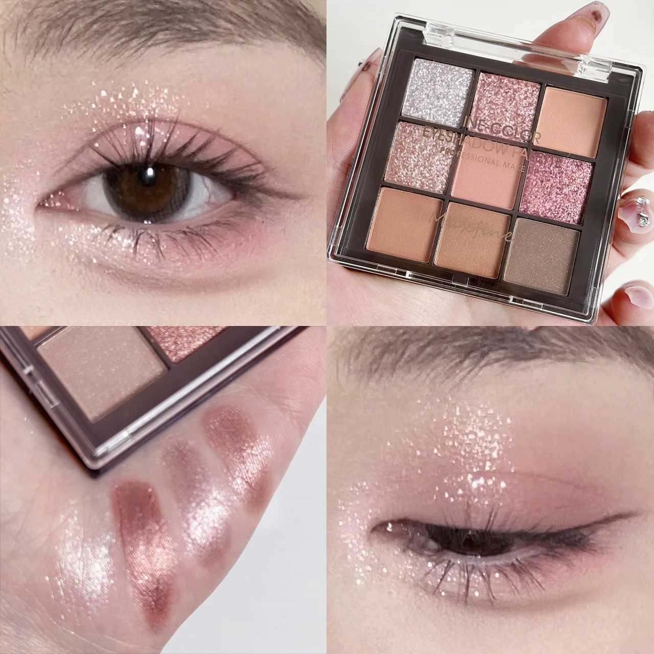9 color eye shadow tray l shiny new milk tea nine grid eye shadow eye makeupW241212