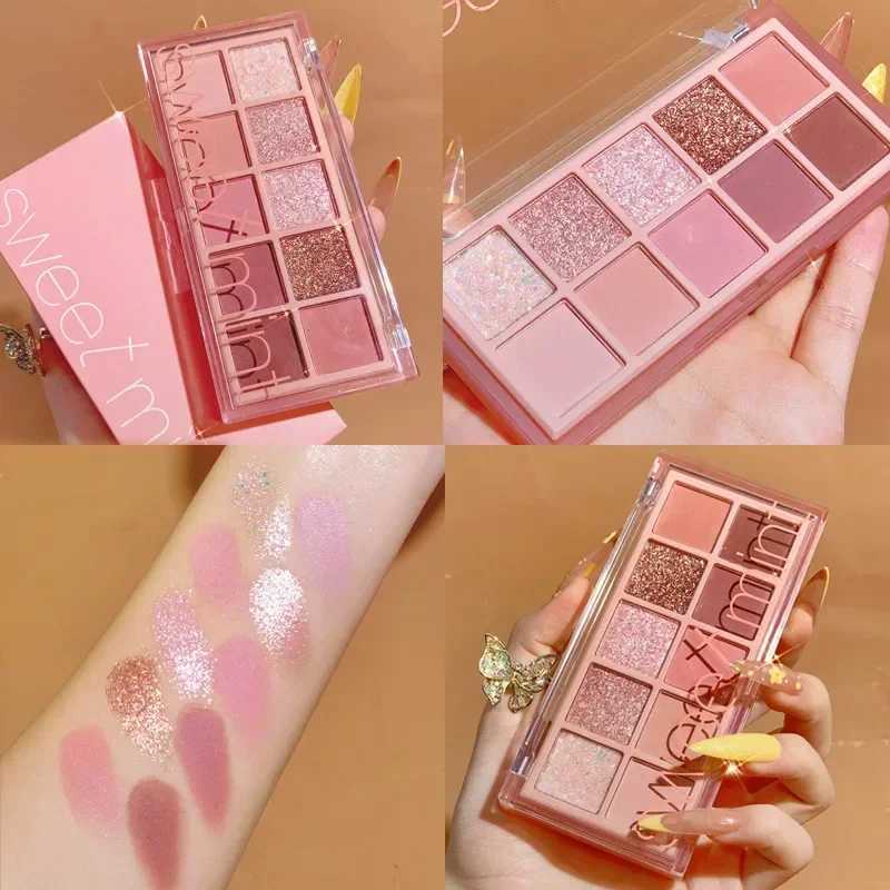 10 Colors Shimmer Matte Eyeshadow Palette Nude Glitter Shiny Pigment Eye Shadow Long Lasting Waterproof Make Up Palette CosmeticW241212