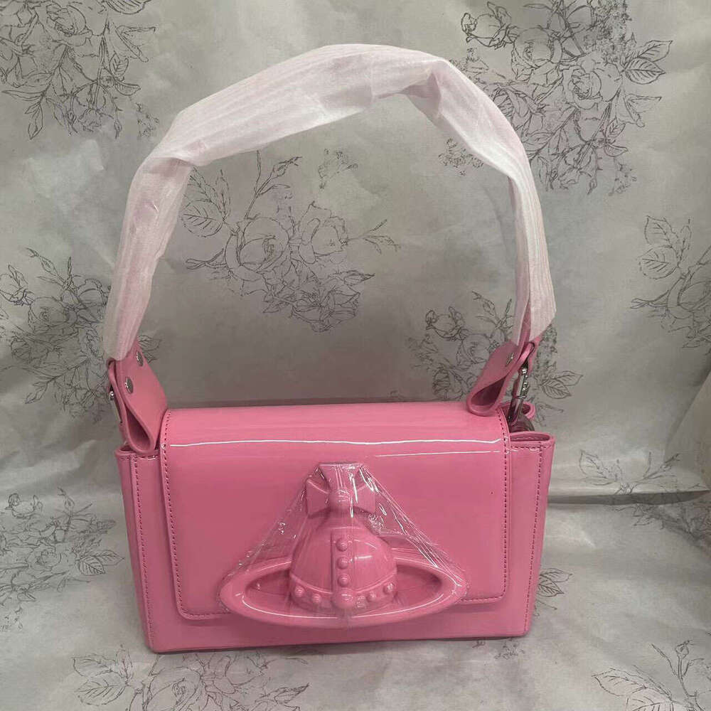 Empress Dowager Saturn's for Women 2024 New High end Light Luxury One Shoulder Women's Pink Chain Crossbody Small Square Bag