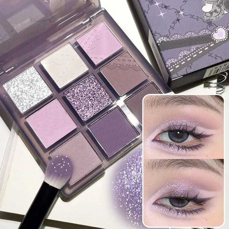 Smoky purple lace eye shadow palette matte glitter 9 color eye shadow lasting shimmer eye shadow makeup palette cosmeticsW241212