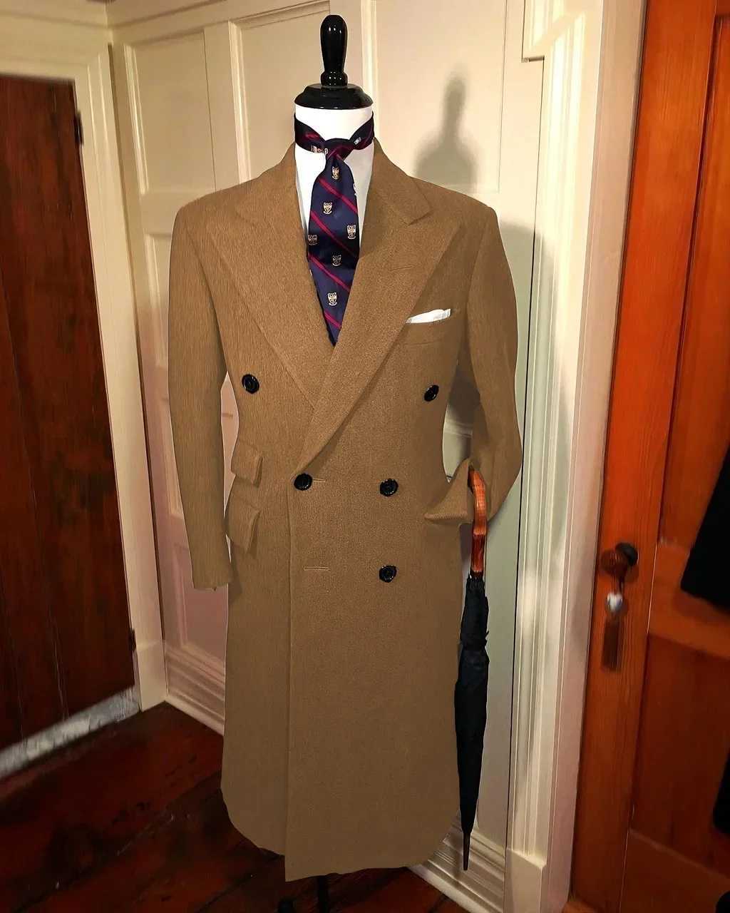 2024 New Daily Mens Trench Jacket Single Jacket All Mens Teno Peak Collar Formal Long Jacket Promotion Business Elegant Mens Winter Jacket W241211