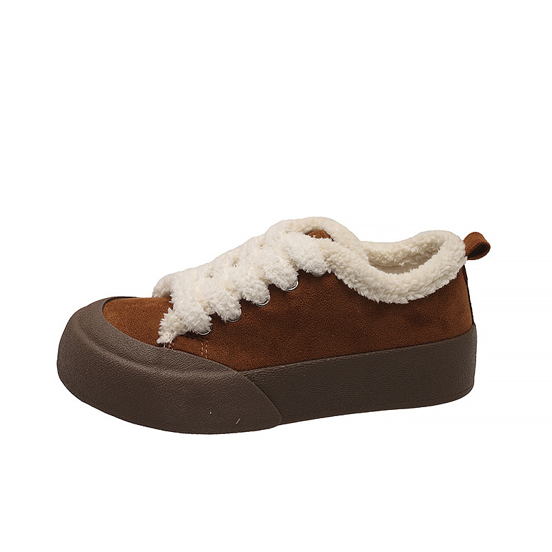 Women Casual Shoes:Thick Sole Warm Cotton Shoes Simple Style Korean Version Lop-top Versatile,Pink/Brown/Purple,Free shipping