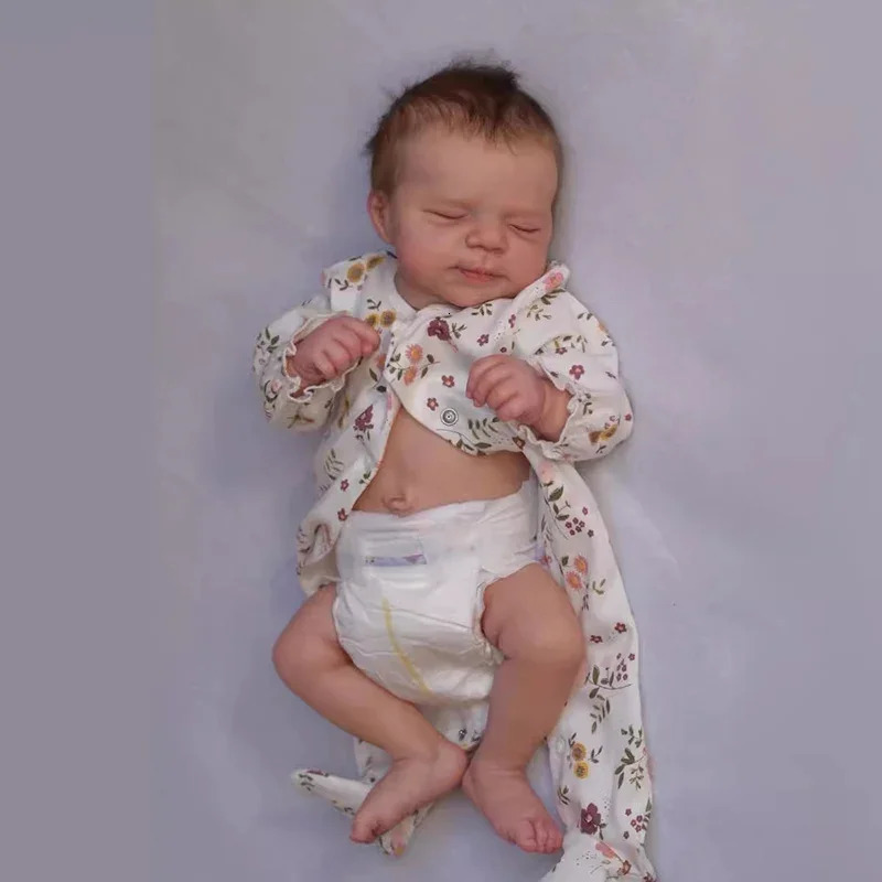 48cm Pascale Reborn Dolls Full Silicone Body Sleeping Girl Lifelike Rooted Hair Flexible 3D Skin Tone with Visible Veins 241212